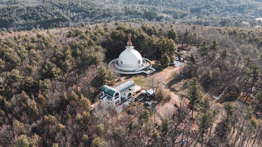buddhist temple drone photography